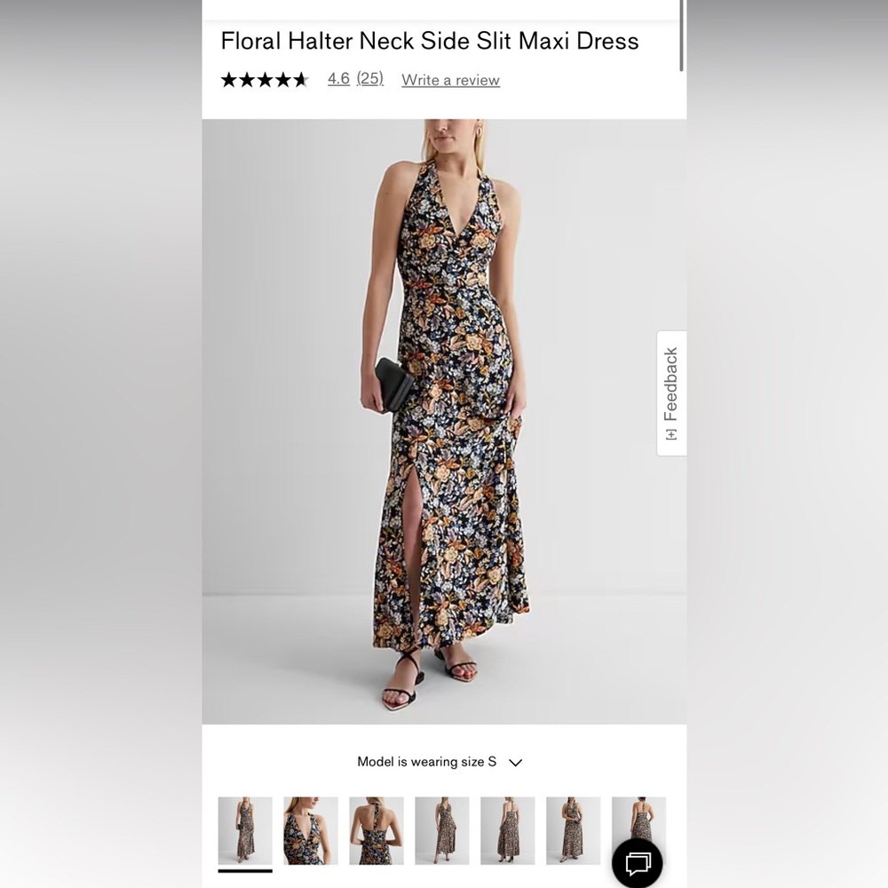 Floral Halter Neck Side Slit Maxi Dress